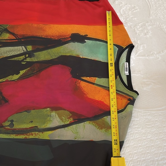 Artful Home NWOT Lumen Top & Scarf by Andrea Geer, Olive/Fuchsia Brush, L/XL - Picture 8 of 15